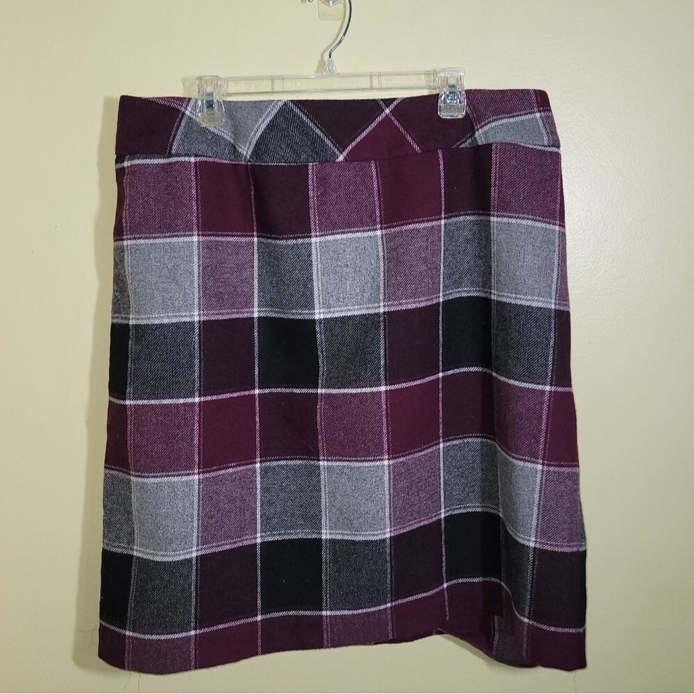 Talbots Purple Plaid Wool Skirt 18W